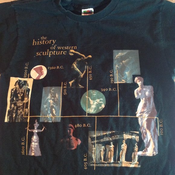 WILDWOOD PRODUCTIONS T-Shirt The History of Western Sculpture 90s Vintage - Picture 4 of 12